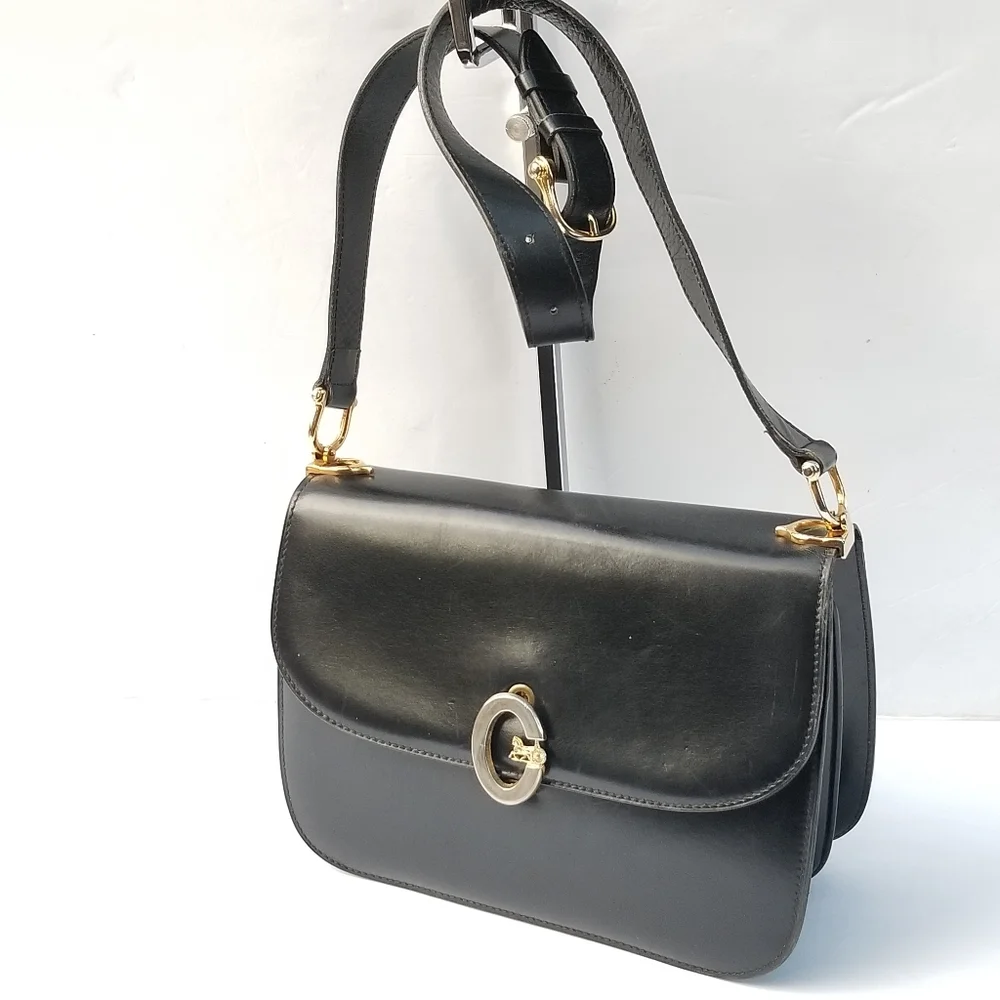 Vintage CÉLINE Paris Horse Carriage Caleche box calf shoulder crossbody bag - Picture 9 of 16